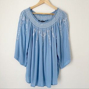 Terre Bleue Bohemian Light Blue Top Sz Medium